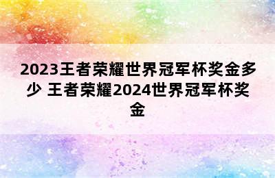 2023王者荣耀世界冠军杯奖金多少 王者荣耀2024世界冠军杯奖金